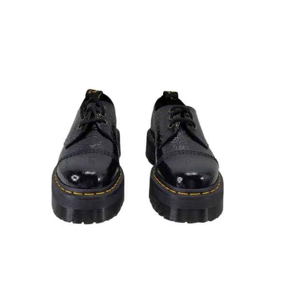 Dr.Martens 1461 Quad Platform Distressed Patent Leather Oxfords  Wms USM 7 USL 8 - Picture 5 of 11